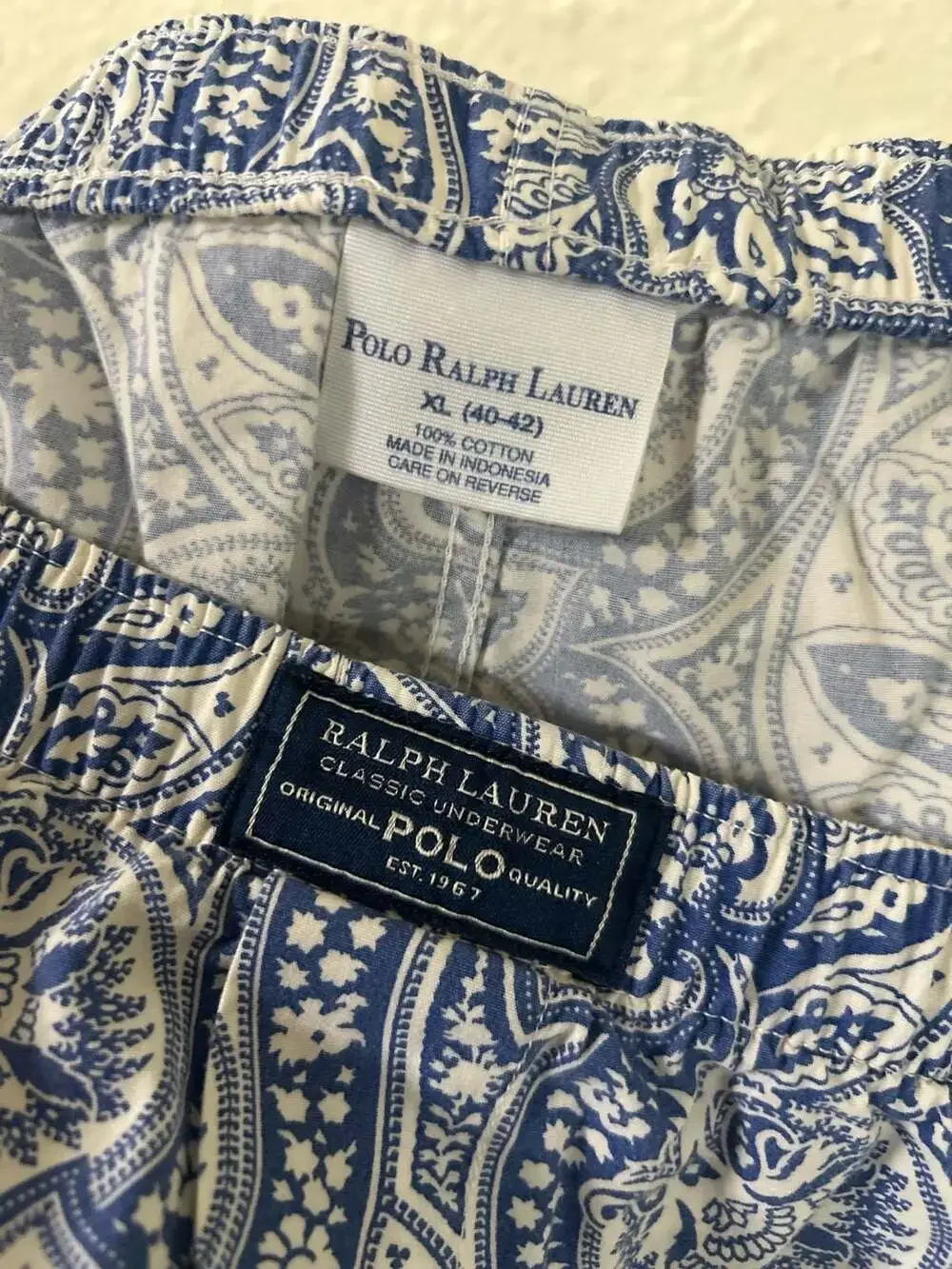 Polo Ralph Lauren Classic Blue Paisley Print Cotton Boxer Shorts